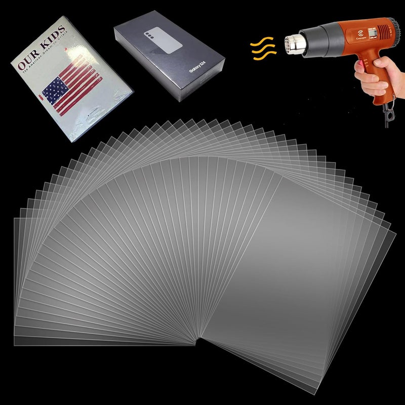 CANWUPON Shrink Wrap Bags - 100Pcs 12 x 8 Inches Clear PVC Heat Seal Bags for Soap Sleeve Packaging, Bath Bomb,Shoes,Jars,Gift,Tumbler,Heat Sublimation Film for Homemade DIY Projects - Image 1